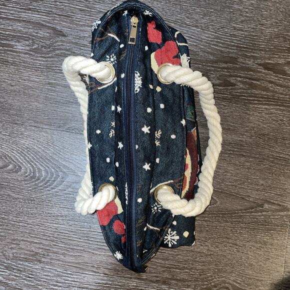 TOGOGO PURSE ,BAG-FABRIC TAPESTRY STYLE NAUTICAL ROPE HANDLE TOTE BAG - Picture 9 of 13